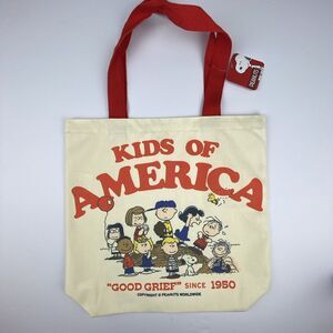 NWT! Peanuts Kids of America Reusable Canvas Retro Tote Bag Shopping Beach
